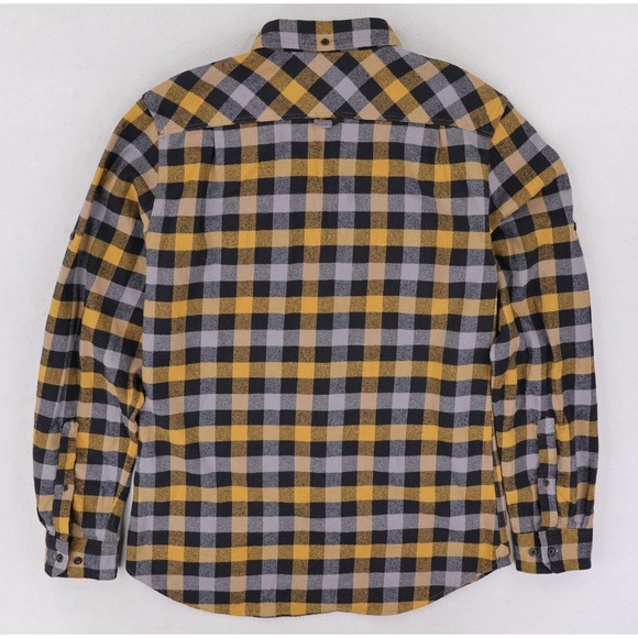 Fjallraven Skog Flannel Shirt Mens Large Slim Fit Yellow Black Plaid 81353 - Picture 2 of 16